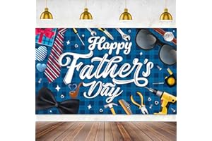 Tineit Happy Fathers Day Banner Decorations for Party, Blue Happy Father's Day Backdrop Decor, Fathers Day Party Supplies 72x44 Inch