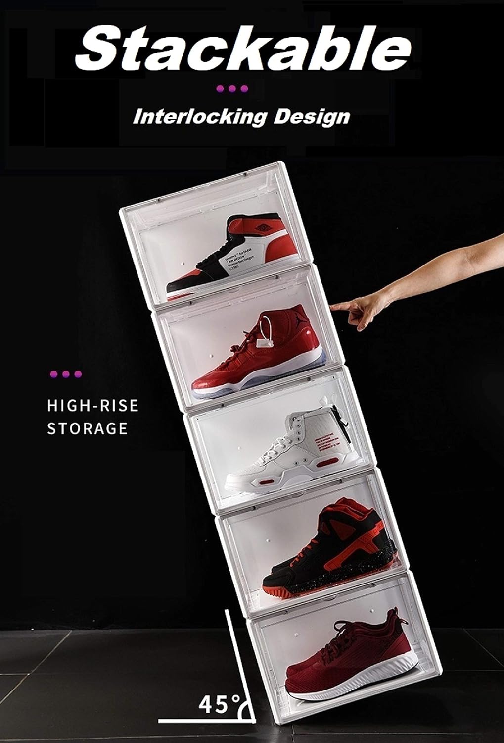 stackable clear shoe drawers on Storage Organization Shoe Boxes Clear Plastic Stackable Shoe Organizer S Style White 6 Drop Front Shoe Box Shoe Storage Sneaker Storage Shoe Box Shoe Display 6pack Clothing Closet Storage