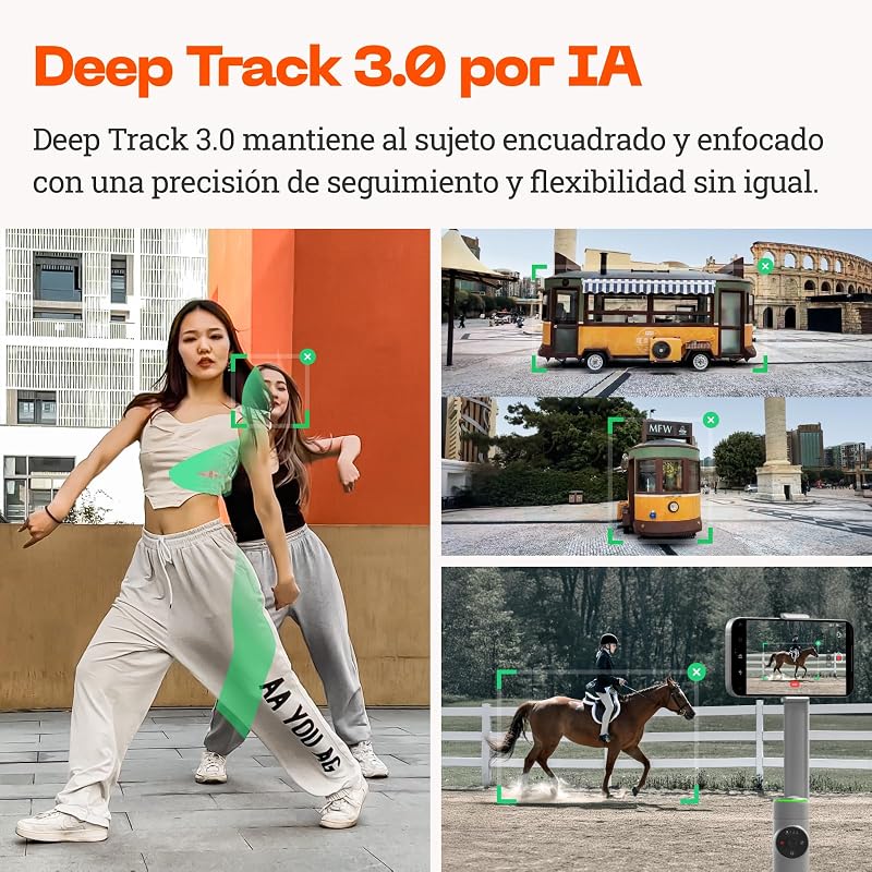 Pacote Padrão Flow Pro - Gimbal estabilizador de telemóvel alimentado por IA, rastreamento infinito a 360º, estabilização em 3 eixos, tripé incorporado, portátil e dobrável