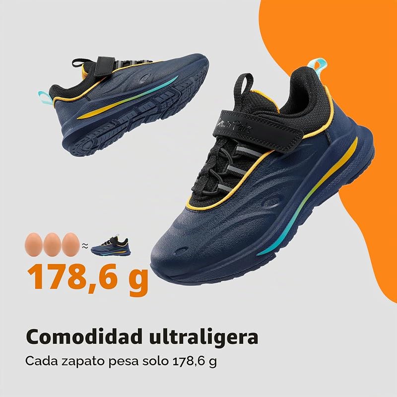 Kids Zapatos Deportes para Niños y Niñas Tenis para Chicos Zapatillas Deportivas Protectoras para Caminar Serie Durastep,Size 30,Azul Oscuro/Negro,SDRS2335K