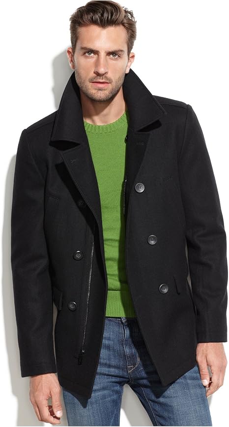 double breasted belted wool blend coat guess