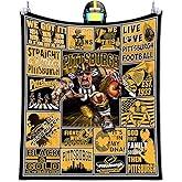 Football Blanket Gifts for Men 50" X 60", City Football Lovers Fan Gifts Merch Gear Suff Sports Fan Throw Blankets for Sofa Bed Bedroom Living Room Black