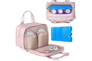 Fasrom Wearable Breast Pump Bag with Cooler and Ice Pack Compatible with Momcozy, Medela and Elvie Pumps, Insulated Pump Carrying Case to Hold Extra Pump Parts, Pink (Patent Design)