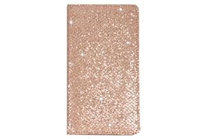 Sanlykate Glitter Bling Checkbook Cover for Girl Women, Shiny Rhombus Pattern RFID Blocking PU Leather Standard Register Check Book Case for Personal Checks with Pen Holder Divider, Diamond Rose Gold