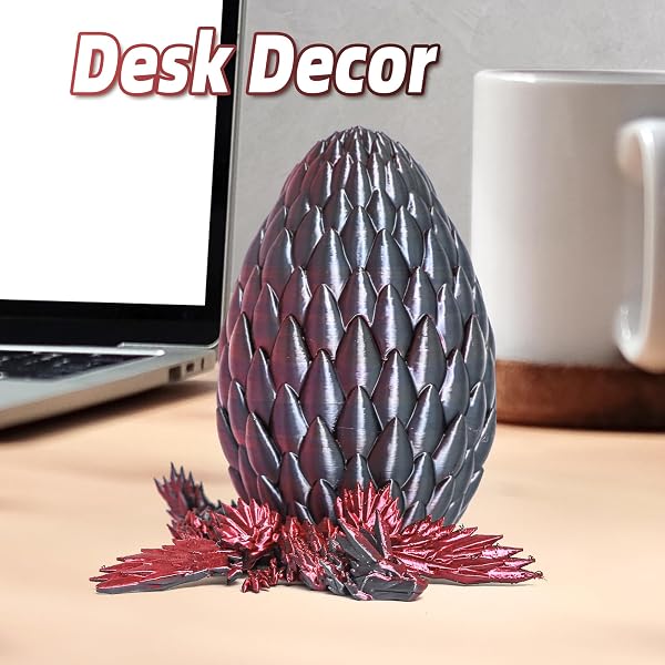 FLAVERY 3D PRINTED DRAGON IN EGG – BLACK MIX RED – SURPRISE EASTER BASKET STUFFERS, EASTER GIFT FOR KIDS&ADULTS, FLEXIBLE WINGED DRAGON INSIDE, FIDGET TOY, BIRTHDAY GIFT, DESK FIGURE DECOR