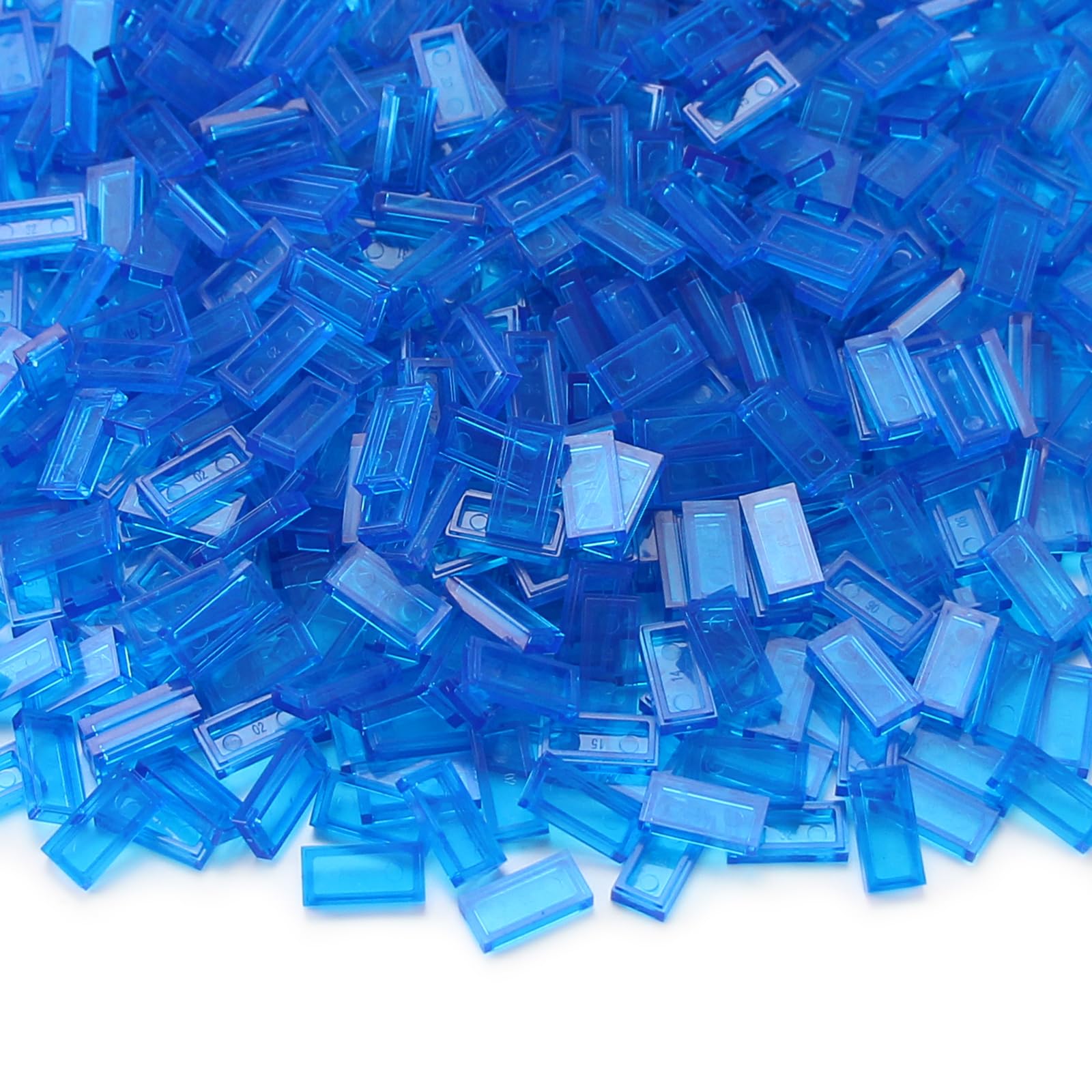 Feleph Transparent Dark Blue 1×2 Tile ×700 Parts and Pieces Smooth Bricks, Bulk Building Blocks for Flat Surface Street Floor, Toy Accessories Compatible with Major Brands