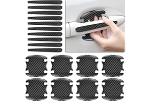 WSSROGY 18 Pcs Carbon Fiber Car Door Handle Scratch Protector Stickers Avoiding Scratches Universal for Most Car Handles (3D Drops)