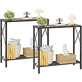 Tajsoon 2PCS Console Table, 2 Tier Small Hallway Table, Narrow Sofa Table for Entryway with Open Shelves for Living Room, Hal
