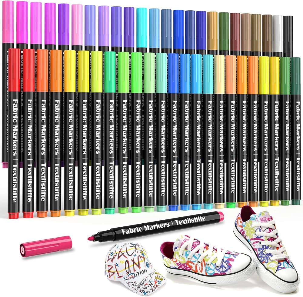 APOGO 48 Paint Pens Permanent Fabric Markers for Clothes and Craft