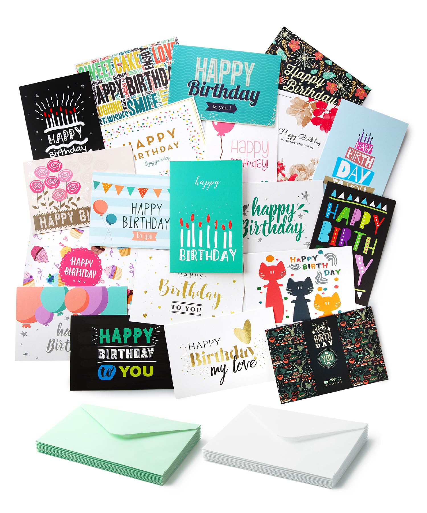 Photo 1 of Mr. Pen Assorted Color Birthday Cards, 20 Pack, 4 x 6 Inches, Blank Inside, Includes Envelopes