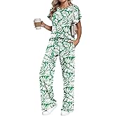 AUSELILY Women's Batwing Short Sleeve Two Piece Sets Summer Crew Neck Wide Leg Pants Matching Sets Women Clothing 2026