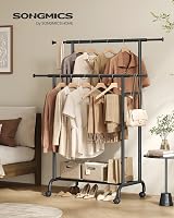 SONGMICS Double Clothes Rack on Wheels Extendable 83-120 cm Ink Black HSR133B01 view 2