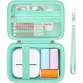Supmay Sticker Printer Case Compatible with Memoking T02/for iDPRT/for Phomemo/for Anycash/for Ponek/for cabaro Mini Sticker Printer, Print Pods Mini Printer Storage Bag for Accessories, Green