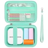 Supmay Sticker Printer Case Compatible with Memoking T02/for iDPRT/for Phomemo/for Anycash/for Ponek/for cabaro Mini Sticker Printer, Print Pods Mini Printer Storage Bag for Accessories, Green