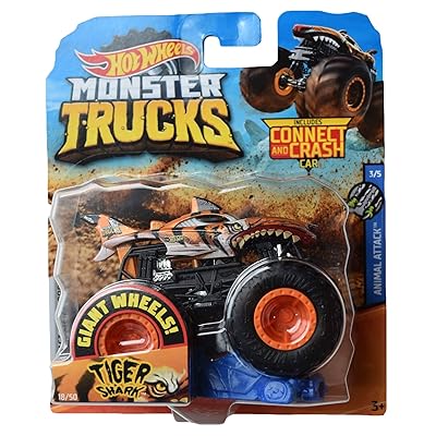 Hot Wheels Monster Trucks Tiger Shark 18/50 Connect and Crash car