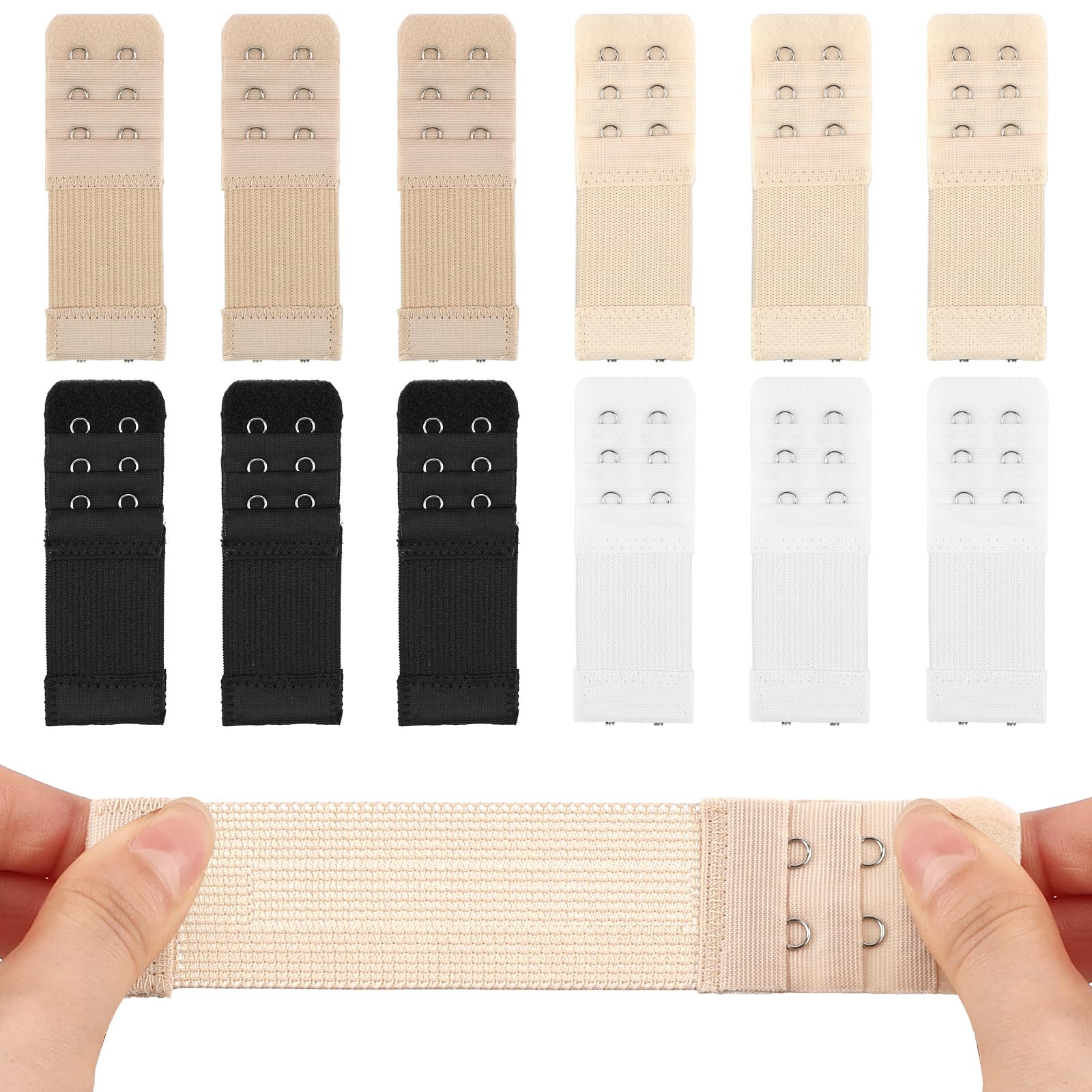 Photo 1 of 12 PCS Bra Extenders 2 Hooks, Bra Strap Extender, 2 Hook Bra Extenders for Women Elastic Extension Strap Plus Size