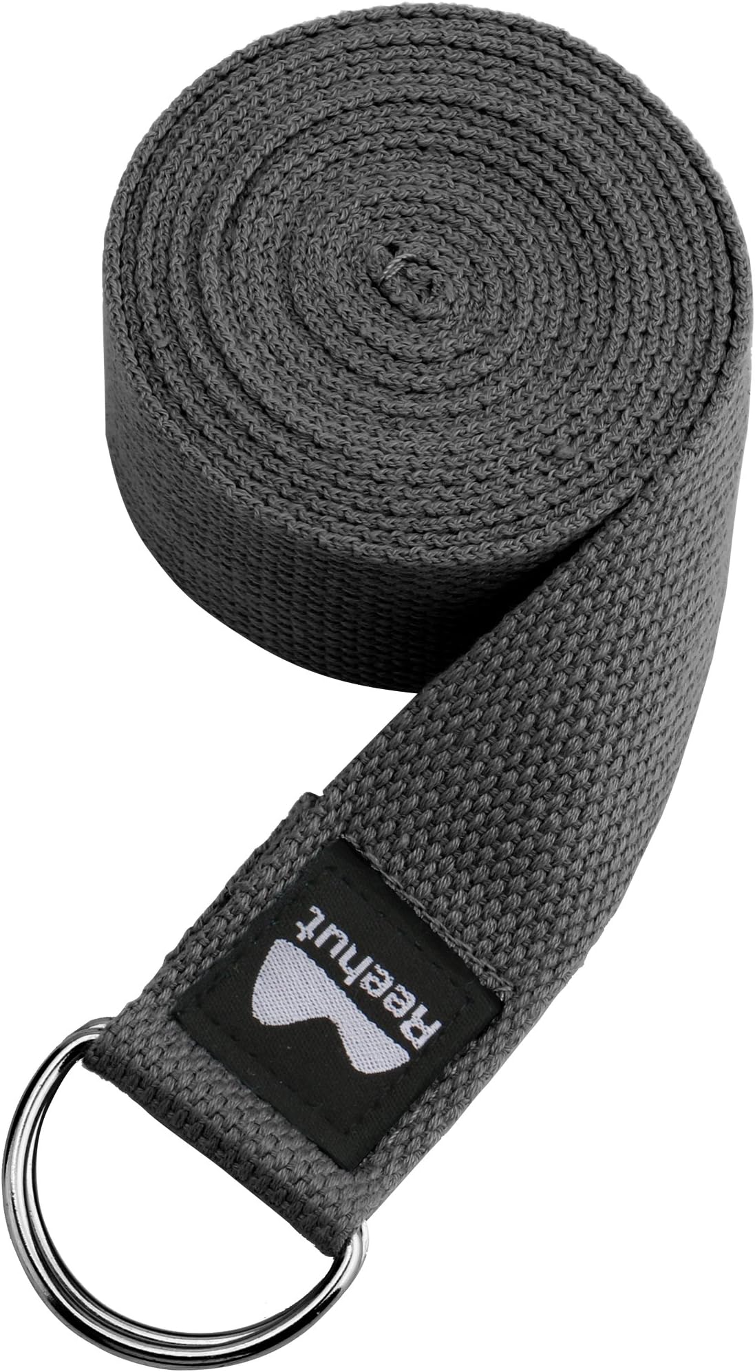 REEHUT D-Ring Buckle Yoga Strap 1.8M, 2.4M, 3M - Durable Polyester Cotton Adjustable Belts for Stretching, General Fitness, Flexibility and Physical Therapy - Includes Pose Guide E-book