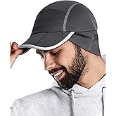 GADIEMKENSD Fleece Ball Cap with Drop Down Ear Warmer, Foldable Brim, Reflective Winter Run Hat Unisex