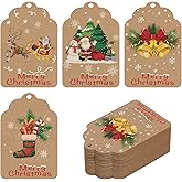 Yoget Christmas Tags with String, Xmas Gift Tags for Gift Wrapping - Christmas Tree Snowman Snowflake Hanging Labels for Presents, DIY Xmas, Decorations