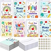 Motiskyy 48 Set American Teachers' Day Thank You Teacher Greeting Cards with Envelopes and Stickers Teacher Appreciation Cards from Student for Graduation First Day End of School Year Award Ceremony