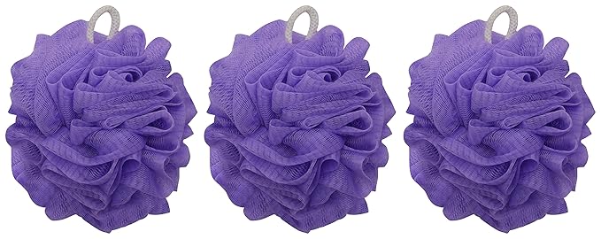 MAST Iris Loofa/Body Brush/Loofah/Scrubber/Puff/Flannel (Purple, Pack of 3)