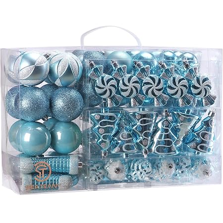Sea Team 73 Weihnachtskugeln Box Christbaumschmuck aus Kunststoff Glanzend (Silver)