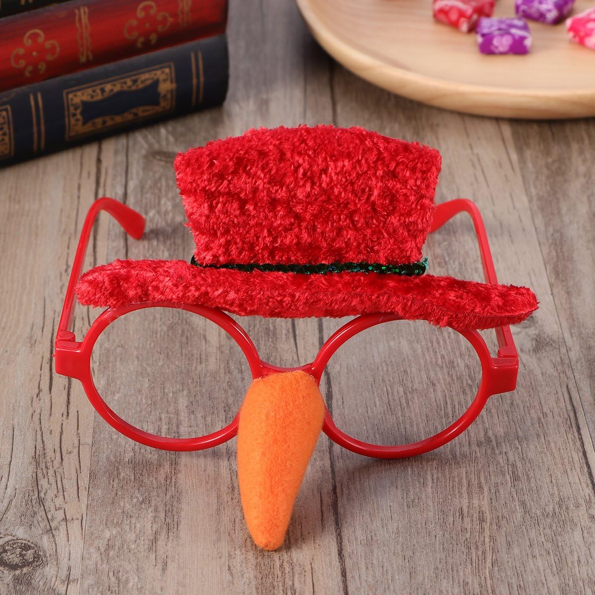 Christmas Fancy Dress Party Funny Glasses Frame Snowman Hat and Nose