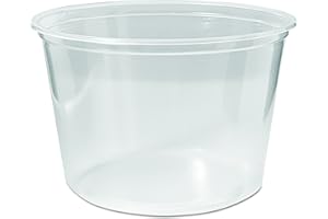 FABRI-KAL Pro-Kal PK16S-C 16 oz Capacity, 4.6" Top Width x 3.5" Bottom Width x 3" Height, Clear Polypropylene Microwavable Deli Container w/o Lid (Case of 500)