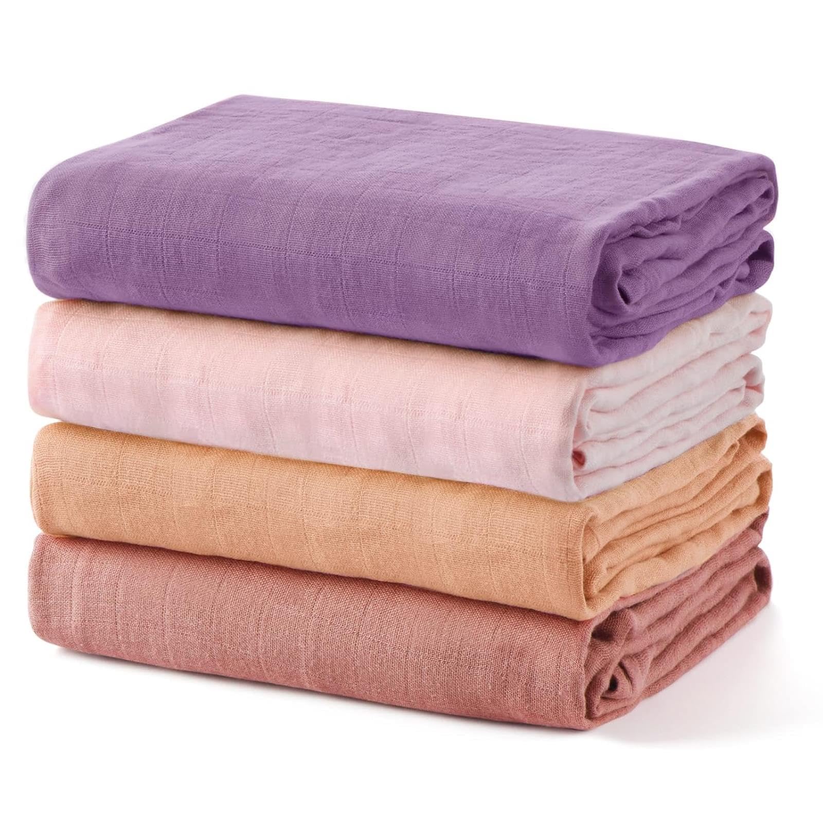 Photo 1 of Momcozy Muslin Swaddle Blanket, 4 Pack Large 47 X 47 Inches Breathable Swaddling Receiving Blankets for Baby Boy & Girl, Soft and Skin-Friendly Unisex Baby Blankets