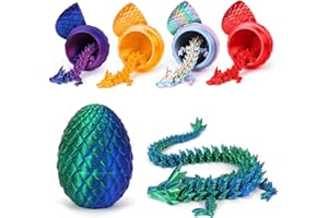TBOLINE 3D Printed Dragon Eggs with Dragon Inside,Crystal Dragon in Egg,House of Zhe Dragon,Executive Dragon Egg Gifts for Kids,Articulated Dragon,Adults Fidget Toys for Autism ADHD(Blue Green)