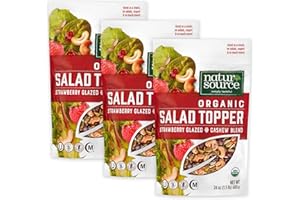 naturSource Organic Salad Topper Strawberry Glazed Cashew - Salad Toppings, Salad Topper Seeds and Cranberries, Crunchy, Mixed Seeds for Salad, Oatmeal or Yogurt, Gluten Free - 24 Oz (1.5 Lb) (3 Pack)