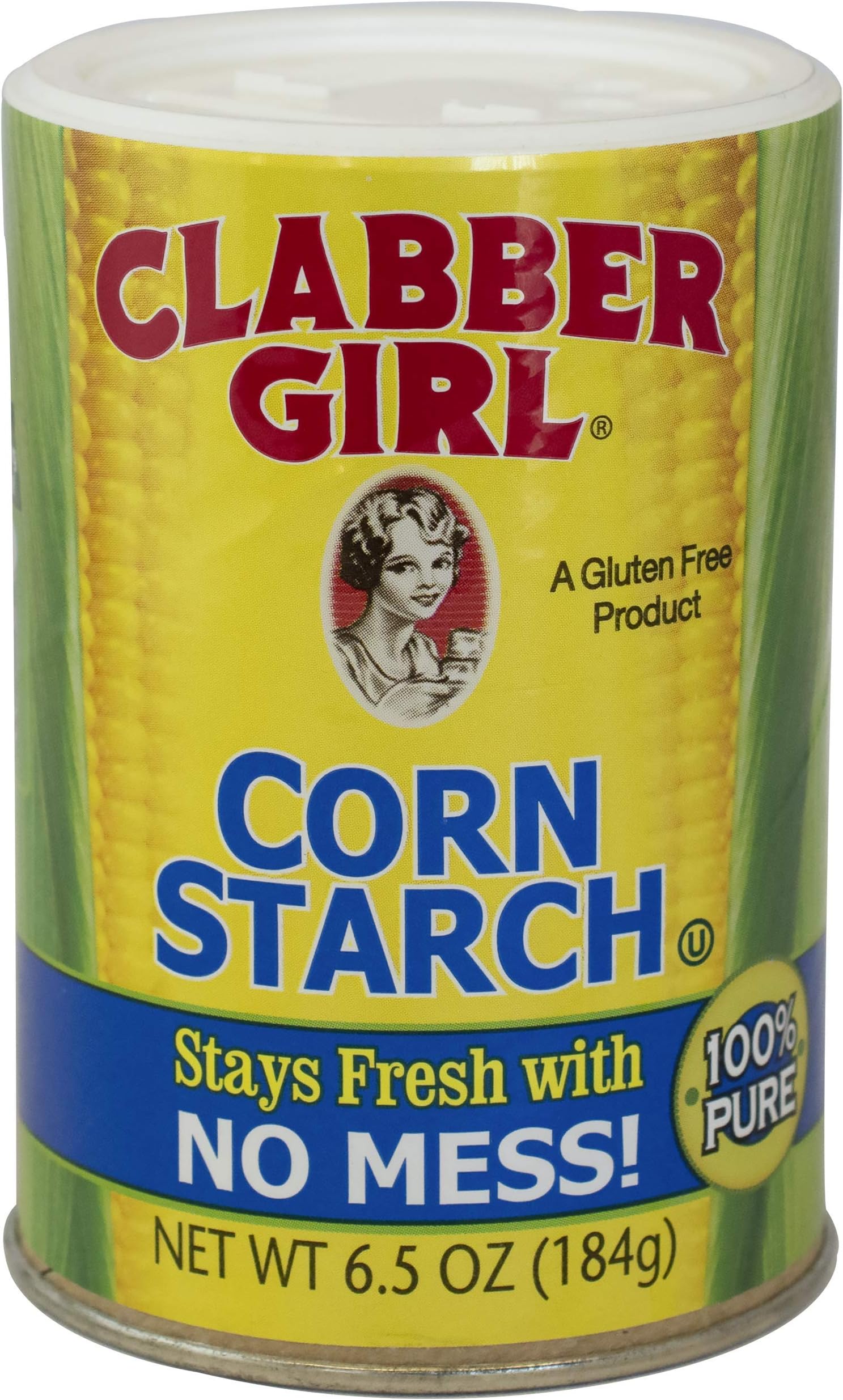 Clabber Girl  Corn   Starch  - Gluten Free, Vegan, Vegetarian, Thickener for sauce, soup, gravy in a Resealable Can - 6.5 oz can (12)