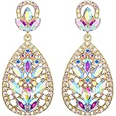 EleQueen Women's Wedding Bridal Austrian Crystal Bohemia Teardrop Chandelier Dangle Earrings