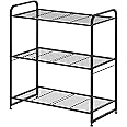Simple Trending 3 Tier Stackable Wire Shelving Unit Storage Rack, Expandable Adjustable Kitchen Storage Cabinet Shelf Organizer, Black