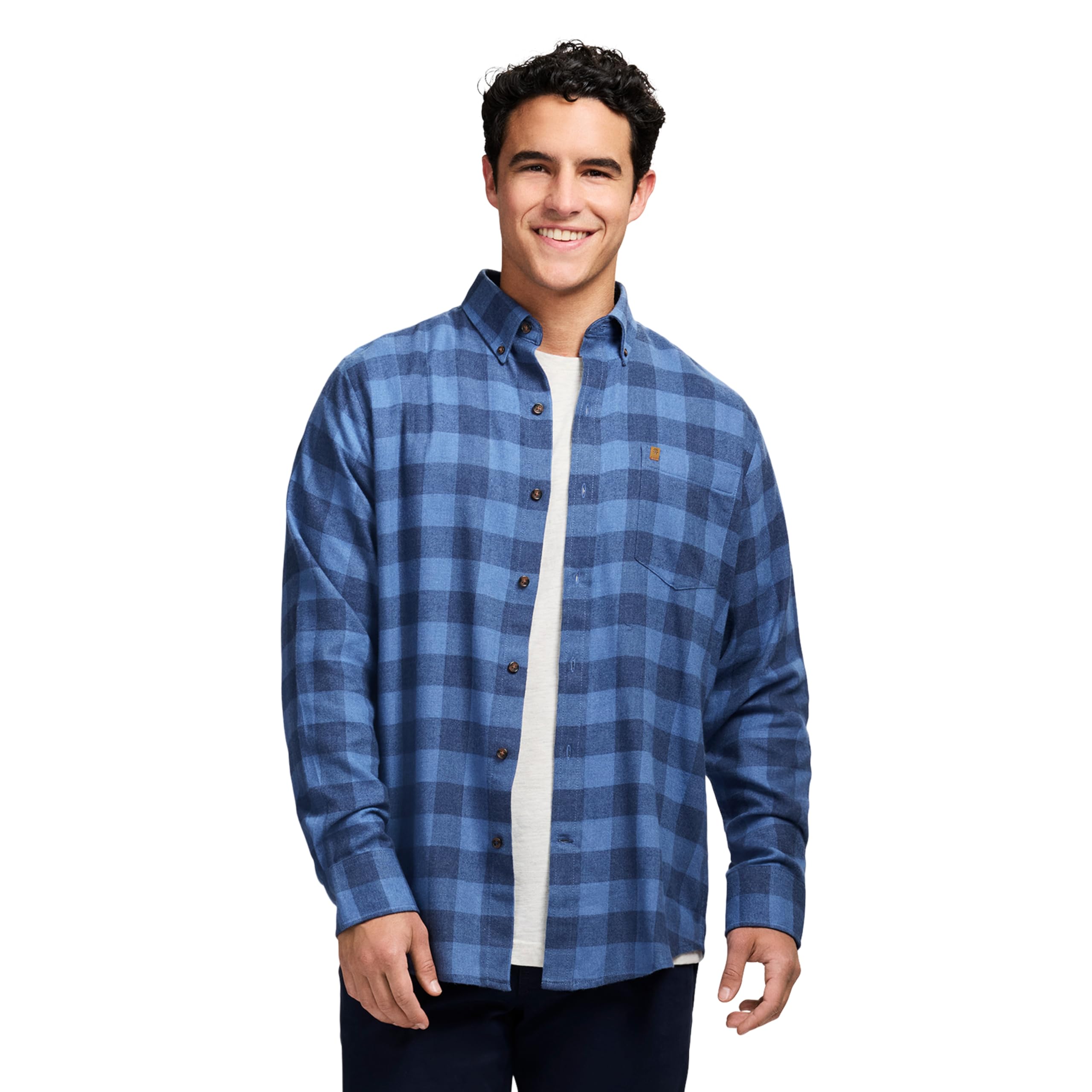Izod Men's Stratton Flannel Long Sleeve Button Down Shirt, Bright Cobalt, Small Image