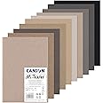 CANSON Mi-Teintes Coloured Drawing 160gsm A4 Paper Pack, Double Sided: Honeycomb & Fine Grain, 10 Grey Colour Sheets, Ideal for Professional Artists & Illustrators