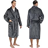 PAVILIA Mens Soft Robe Bathrobe for Men, Lightweight Fleece Male Robe Long Bath Shower Spa