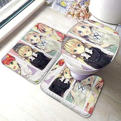 Amazon あの日見た花の名前を僕達はまだ知らない 4 バスマット U型トイレ足元マット O型トイレ蓋カバー 滑り止め 3点セット 洗面所 バスルーム 吸水 抗菌 防臭 家庭 ホテル用 トイレマット トイレマット タンクカバー ホーム キッチン オンライン通販