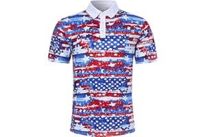 Fanient Men Golf Polo Shirts Short Sleeve 3D Printed Dry Fit Moisture Wicking 4-Way Stretch Summer Athletic Polo Shirts