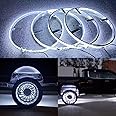 Sando Tech 15.5" Remote/Rocker Switch Ctrl Pure White Rim Lights Breathe/Flashing LED Illuminated Wheel Ring Lights Car Truck Strobe Bright White Aluminum Tire Lights Offroad