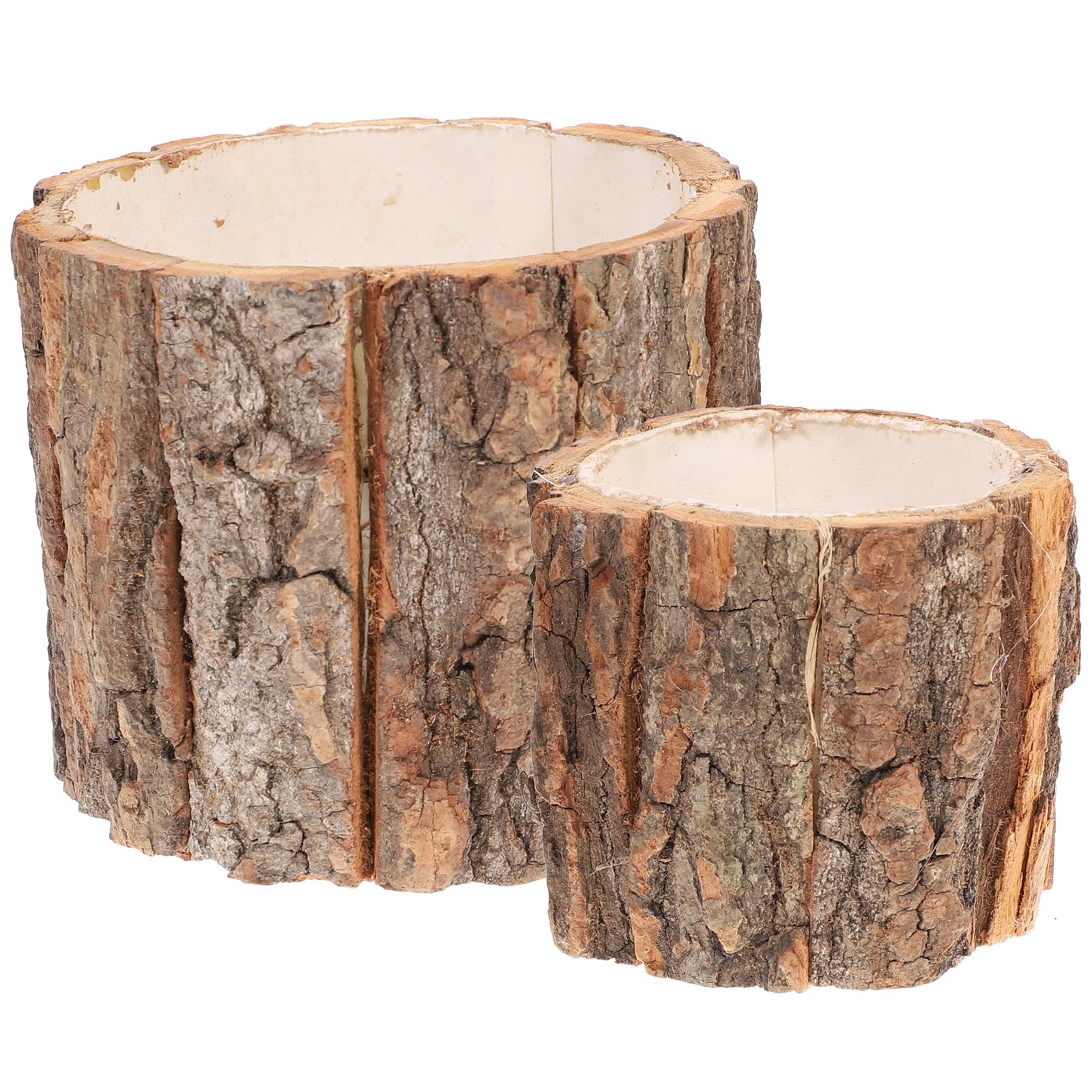 BESPORTBLE Rustic Bark Flower Bucket 2 Pack Natural Plastic Planters for Indoor Outdoor Use Ideal for Home Decor Weddings and Garden Display