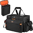 Cable Organizer Bag, 2-in-1 DJ Gear Case with 8-Microphone Storage, Hard Padded File Bag with Detachable Dividers for XLR Cab