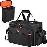 Cable Organizer Bag, 2-in-1 DJ Gear Case with 8-Microphone Storage, Hard Padded File Bag with Detachable Dividers for XLR Cab