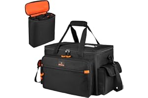 Cable Organizer Bag, 2-in-1 DJ Gear Case with 8-Microphone Storage, Hard Padded File Bag with Detachable Dividers for XLR Cab