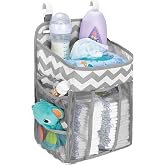 Babywards Hanging Diaper Caddy Organizer - Large Nursery Storage for Essential Newborn Baby Items - 2 Compartments, 3 Mesh Pockets - Durable Hooks to Hang on Bassinet, Changing Table, Crib