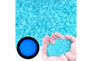 OUN NANA Glow in The Dark Sand, 17.6 oz Mini Glow in The Dark Rocks Fish Tank Sand Aquarium Gravel Glow Pebbles Luminous Stones for Garden Driveway Gap Filler Wase Potted Plant Sand Art Bottle Decor (Blue)