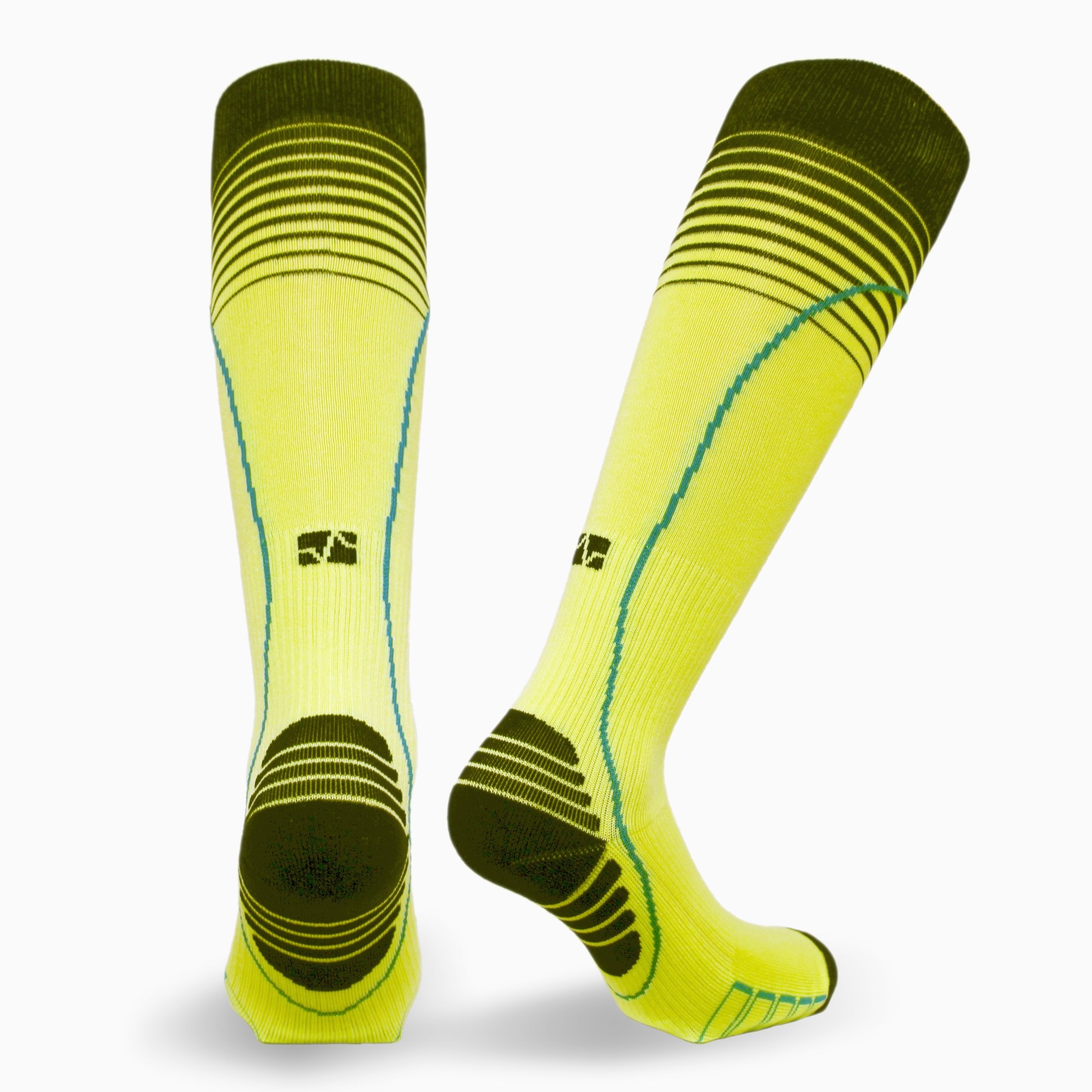 Vitalsox Calcetines para correr Drystat plateados de compresión graduada patentados italianos de primera calidad (1 par de compresión), amarillo, mediano