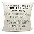 Mancheng-zi Gifts for Brother,Brother Pillow Covers 18x18,Brother Gifts from Sister,Gifts for Brothers from Sisters,Brother Birthday Gift,Birthday Gifts for Brother,Funny Gifts for Brother (Color-1)
