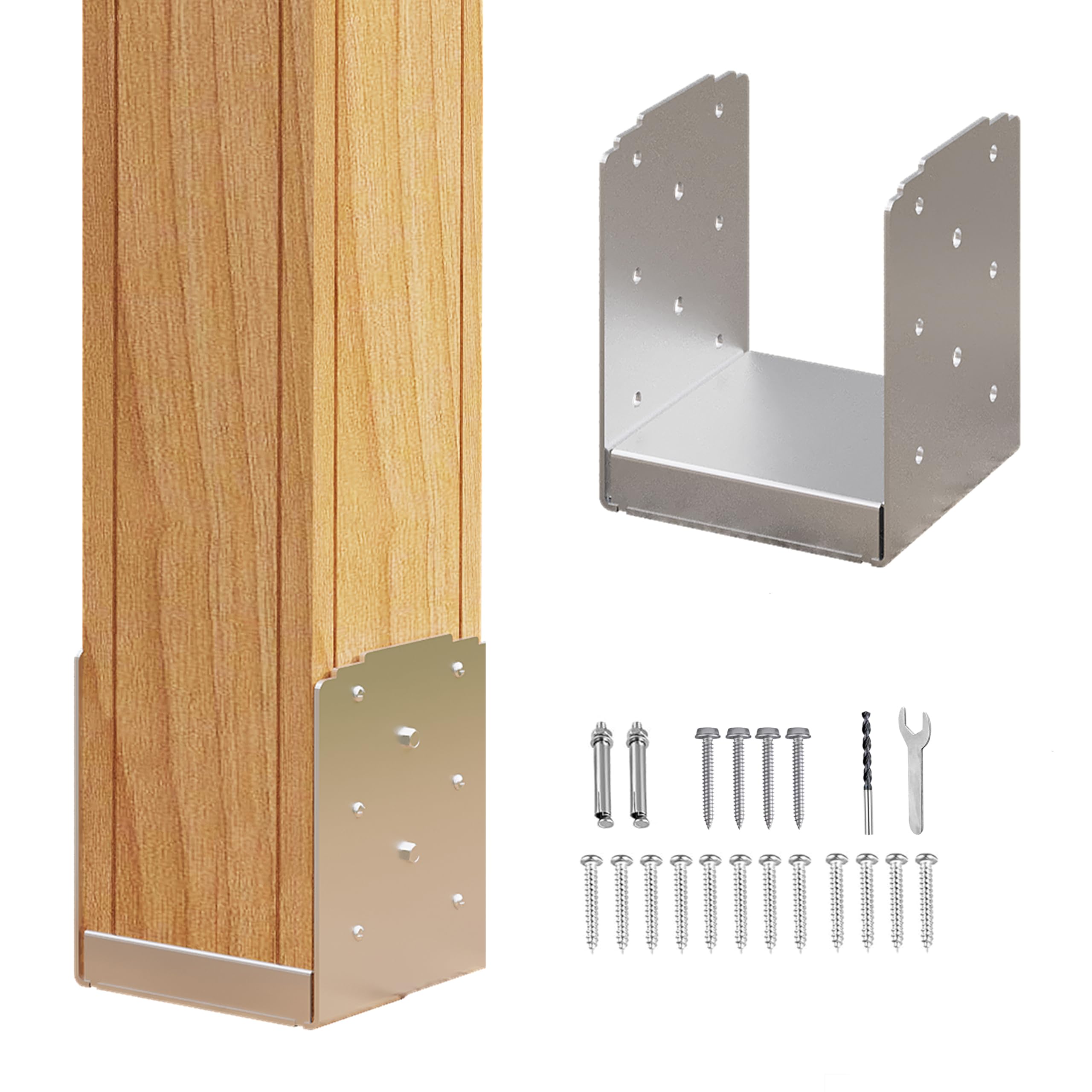 Photo 1 of 1Pcs 4"x 4" Stainless Steel Post Base, Adjustable Post Anchor (Inner Size: 3.62" x 3.5"), Decorative Anchor Plate for Post Brackets for Gazebo, Deck, Porch, Handrail Wood Railing Support