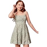 COZYEASE Girls' Floral Print Ruched Bust Ruffle Hem Sleeveless High Waist Cami Dress Boho Short Dresses